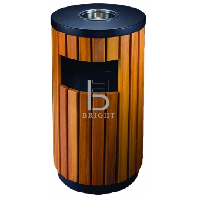 Powder Coating & Artificial Wood Bin c/w Ashtray Top & Inner Liner