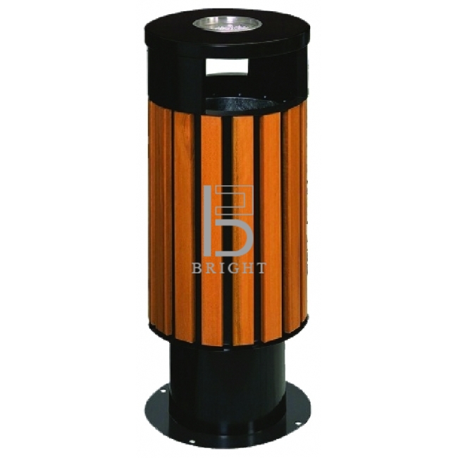 Powder Coating & Artificial Wood Bin c/w Ashtray Top & Inner Liner