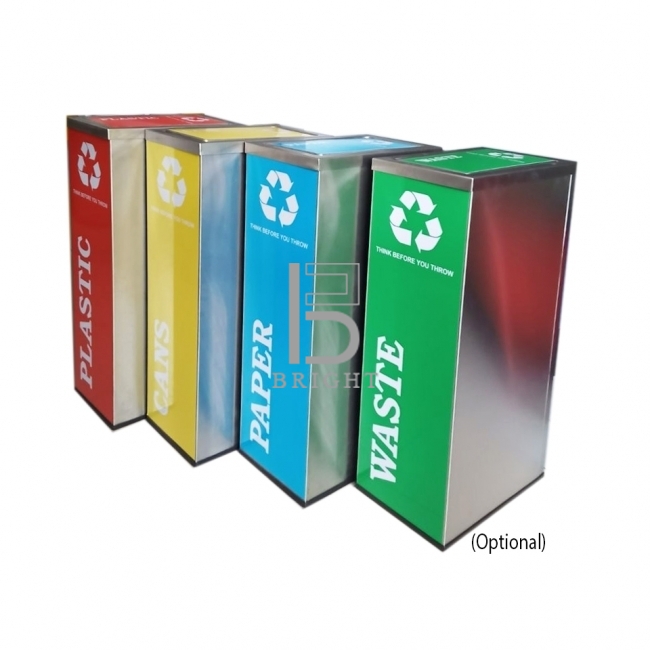 Stainless Steel Flip Top Recycle Bin c/w Sticker