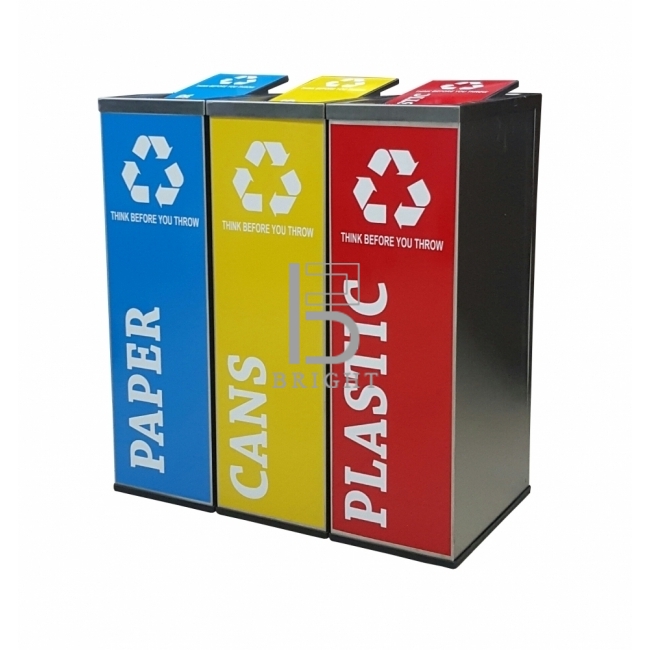 Stainless Steel Flip Top Recycle Bin c/w Sticker