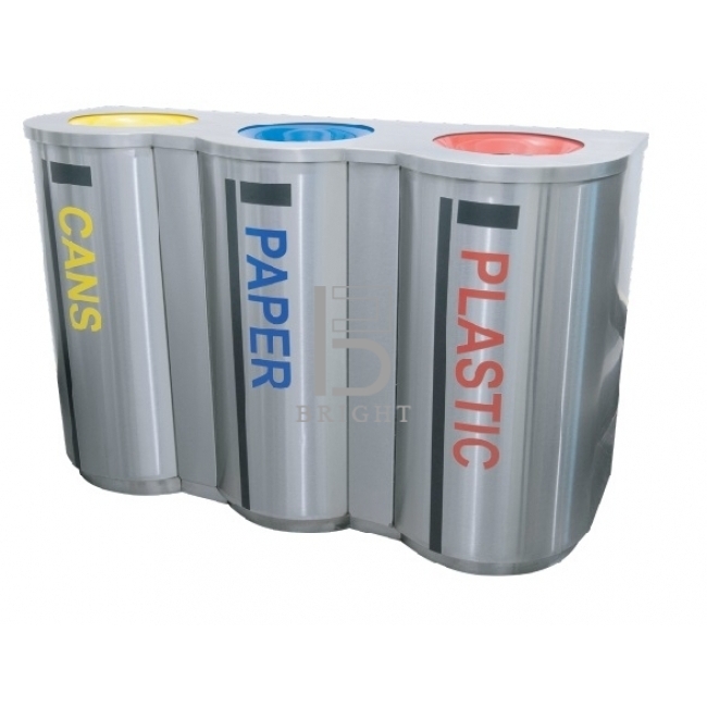 Stainless Steel Recycle Bin c/w Inner Liner (3 Compartment)