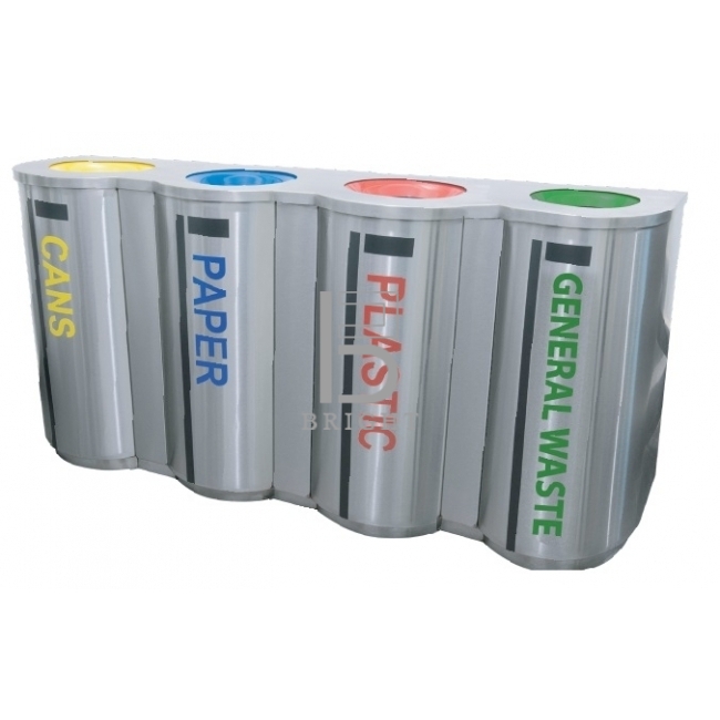 Stainless Steel Recycle Bin c/w Inner Liner (4 Compartment)