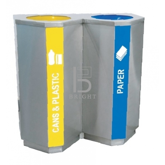Stainless Steel Recycle Bin c/w Inner Liner (2 Compartment)
