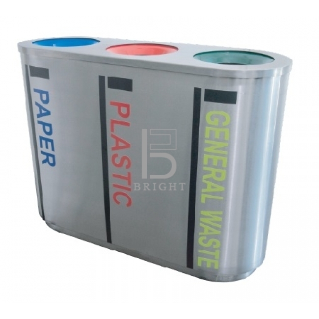 Stainless Steel Recycle Bin (3 Compartment)