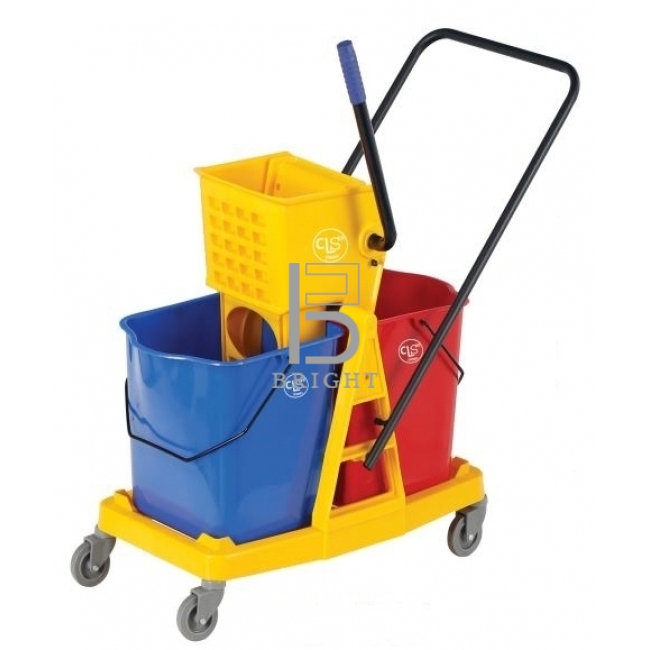 Double Bucket Wringer Trolley c/w Plastic Frame (Side Press)