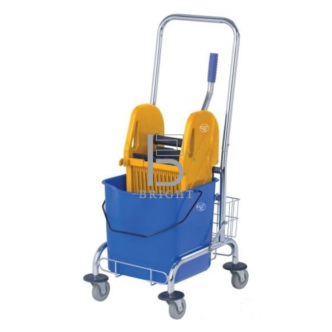 Single Bucket Wringer Trolley c/w Chrome Steel Frame