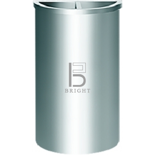 Stainless Steel Semi Round Bin c/w 1/2 Ashtray & 1/2 Open Top