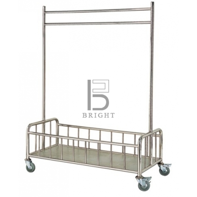 Stainless Steel Linen Hanging Trolley C/w Bottom Basket