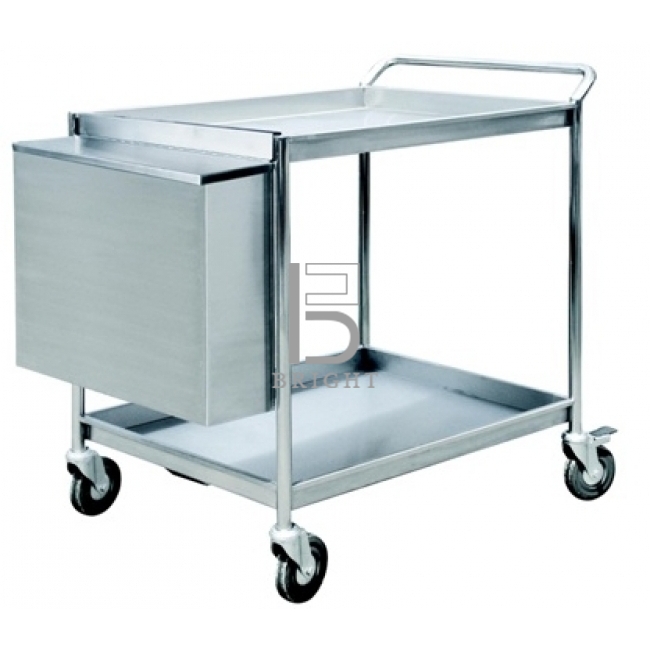 Stainless Steel 2 Tiers Trolley C/w Hanging Bin