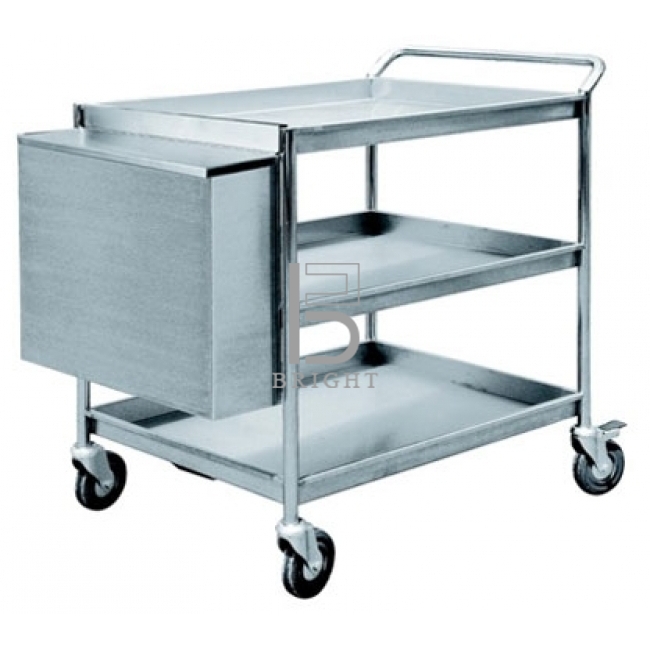 Stainless Steel 3 Tiers Trolley C/w Hanging Bin