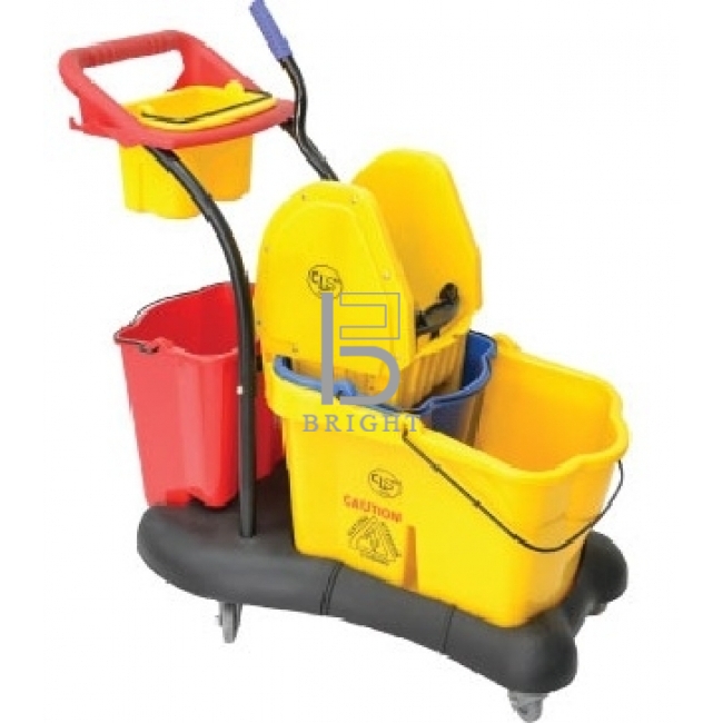 Single Wringer Bucket C/w Trolley + Tool Container + Extra Bucket Below Wringer