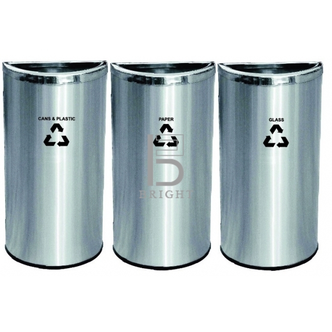 Stainless Steel Semi Round Open Top Recycle Bin